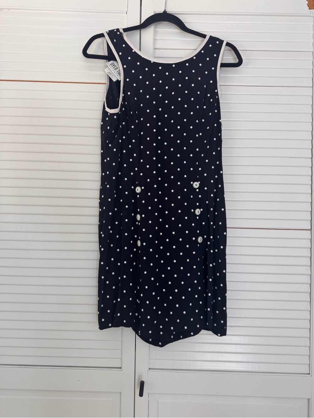 Vintage 90’s Byer Too! Women’s Black Polka Dot Sleeveless Dress 0119